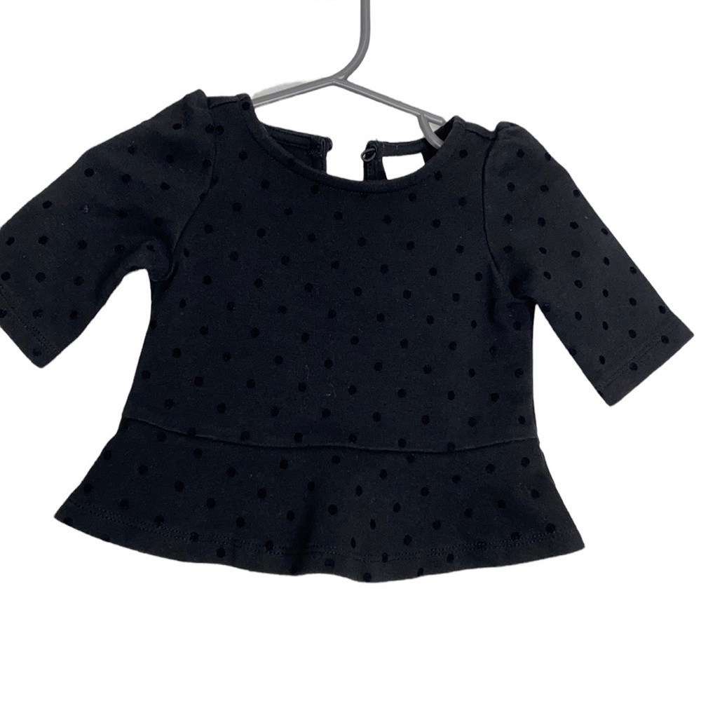 Janie and Jack Black Polka Dot Top